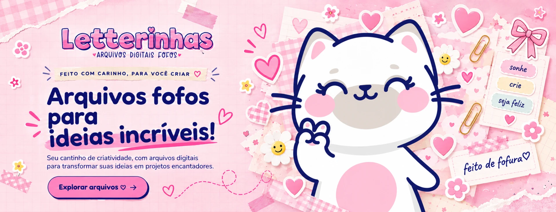 Banner Letterinhas — Arquivos fofos para ideias incríveis! Seu cantinho de criatividade, com arquivos digitais para transformar suas ideias em projetos encantadores.